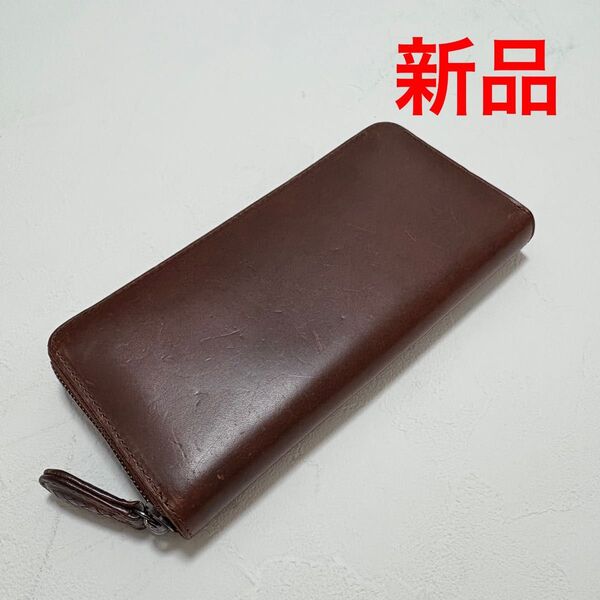 新品 ノマドイ ラウンドファスナー長財布 ブラウン 牛革 ファスナー レザー 茶 長財布 大容量 オイルレザー 財布