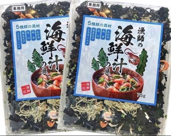 漁師の海鮮汁の具 2袋 (75gx2) 5種類の具材 海鮮みそ汁の具 即席みそ汁の具 味噌汁 乾燥野菜