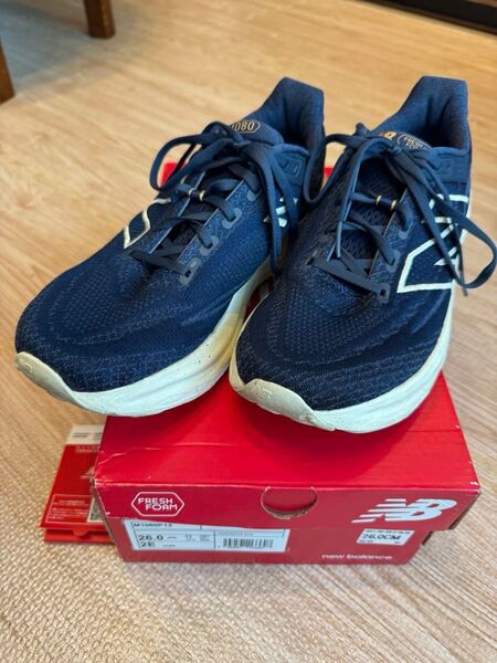 【本日限定価格】NB 1080v13 26.0cm 2E ネイビー 箱付き ランニングシューズ