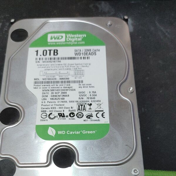 Western Digital ハードディスク WD10EADS 1TB