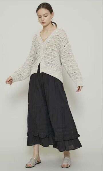 美品/CASA FLINE カーサフライン インド綿フレアスカート フリル