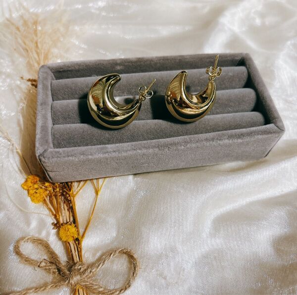 ステンレス ぽってり フープピアス ゴールド ゴールド アクセサリー ピアス ゴールドカラー プレゼント ギフト 大きめ