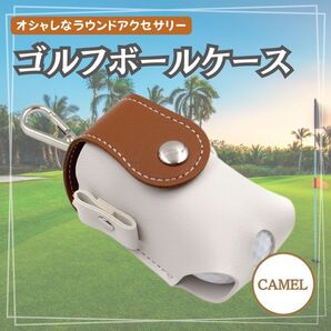 ブラウン ゴルフボールケース ゴルフボールポーチ ボール入れ バッグ ウェア カラビナ 軽量 収納 ティー入れ ホルダー ボール入