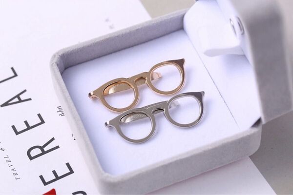 ネクタイピン 父の日 プレゼント メガネモチーフ マネークリップ スーツ タイピン ゴールド シルバー 小物 アクセサリー ギフト