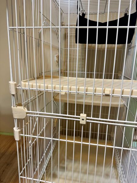 キャットケージ 美品 半年使用 コンパクト 2段 キャスター付き ハンモック 猫用ケージ 猫 キャットゲージ ペットケージ スリム