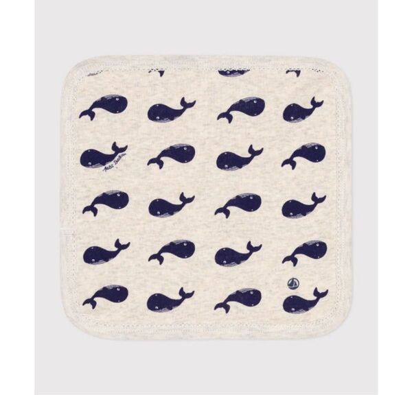 新品未使用 プチバトー クジラ タオルハンカチ ミニタオル