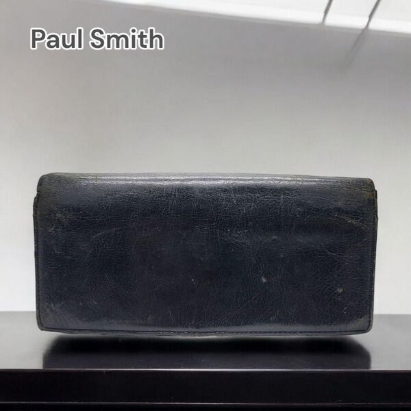 Paul Smith 本革 二つ折り長財布 ブラック3822162300