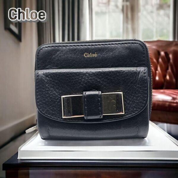 財布 Chloe クロエ 折りリボン レザー ブラック7188484900