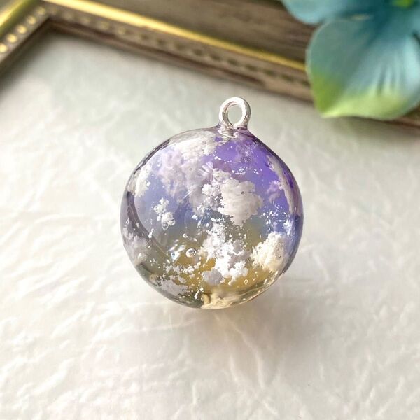 ハンドメイド★レジン ネックレス ペンダント チャーム空レジン 夕暮れ 雲
