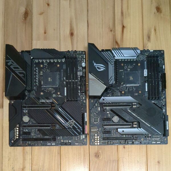 2枚 ゲーミングマザーボード x570 asus rog strix,VIII crosshair dark hero ジャンク