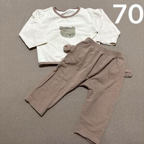 韓国ベビー服 セットアップ 上下セット 70 クマ パジャマ