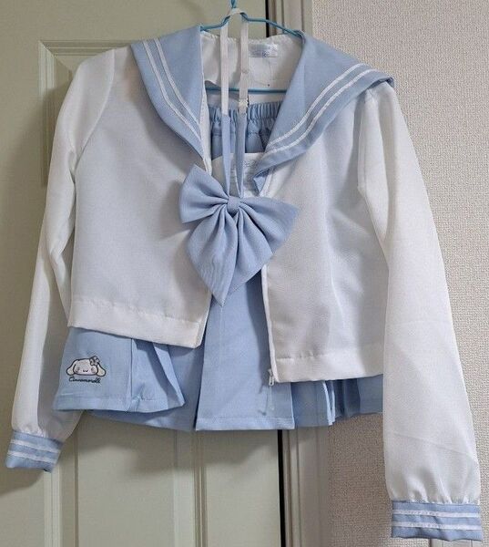 シナモロール シナモン 制服 スカート 上下 Avail リボン キーホルダー Lサイズ スカート ブルー 学生服