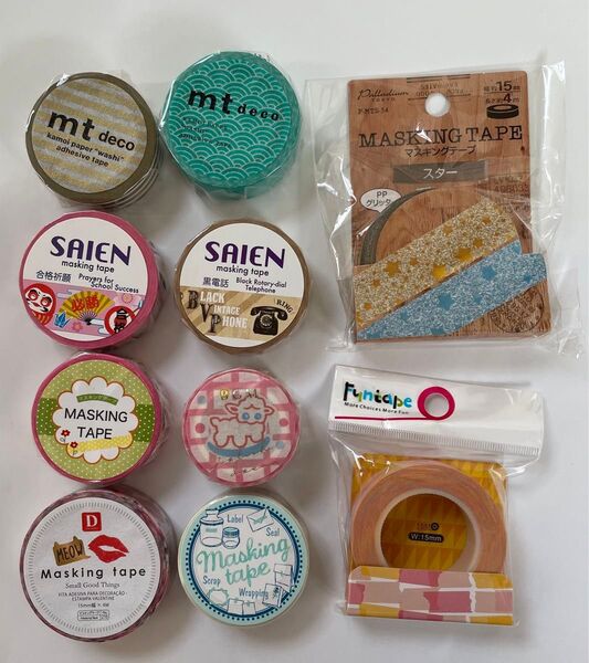 SAIEN・mt・BGM等 マスキングテープ まとめ売り10点セット☆ 和柄 ボーダー 箔押し♪