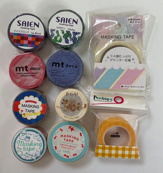 SAIEN・mt・BGM等 マスキングテープ ファンテープ まとめ売り10点セット☆ 和柄 グリッター 箔押し 台湾マステ♪