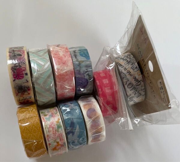 SAIEN・mt等 マスキングテープ ファンテープ まとめ売り10点セット☆ 10m巻き 和柄 箔押し 台湾マステ♪