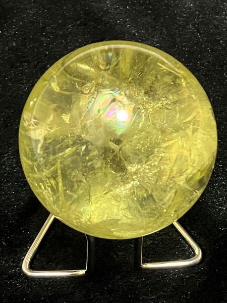 金運アップ 大玉虹入り シトリンスフィア 60.9mm 台座付