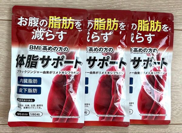 お腹の脂肪を減らす BMI高めの方の体脂サポート 90日分(180粒)×3袋