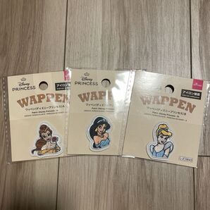 【新品】ディズニー プリンセス ワッペン 3個セット 刺繍