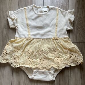 futafuta ロンパース ワンピース ワッフル フリル 80 女の子