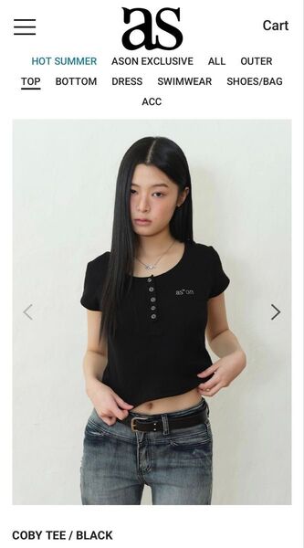 最終値下! 週末セール as"on asonリーフボタンT 黒 トップス Tシャツ 韓国限定 新品未使用 おまけ有り ヘソだし