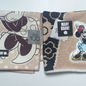 MARY QUANT×Disney ミニーマウス タオルハンカチ、ガーゼハンカチ 2枚セット