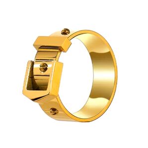 a76 指輪 ベルトデザインワイド ステンレスゴールドリング【14号】