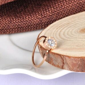 a92 指輪ローマ数字 Cz大粒ストーンファッションリング ピンクゴールド 【12号】