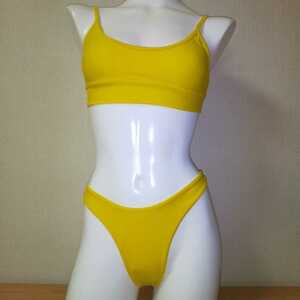  swimsuit sporty T-back US-S size absolute size M mustard super high leg 