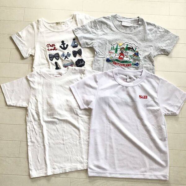 130サイズ 半袖 Tシャツ4点まとめ売り ポンポネットなど トップス Tシャツホワイト インナーシャツ