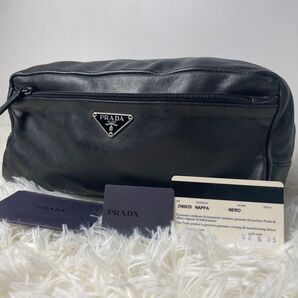 PRADA プラダ ナッパレザー セカンドバッグ クラッチ ポーチ ブラック