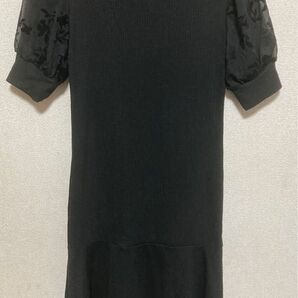 シースルワンピース 黒 花柄 フレア