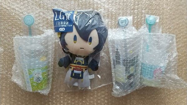 【LG賞、D賞】 刀剣乱舞 御伴くじ ぬいぐるみ 三日月宗近 コップ 長船 左文字 琉球