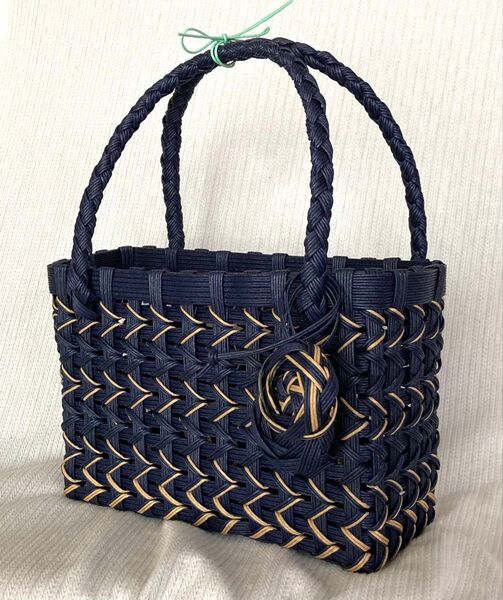 バッグ 和風 ネイビー ベージュ バイカラー 和風小物 ハンドメイド ハンドメイドバッグ②