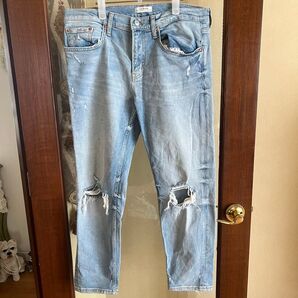 ZARA ザラ ダメージデニム デニムパンツ テーパードデニム