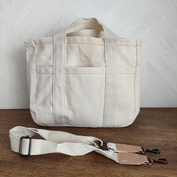 2way 帆布 仕切り キャンバス トート ハンド ショルダー バッグ ペットボトル 大容量