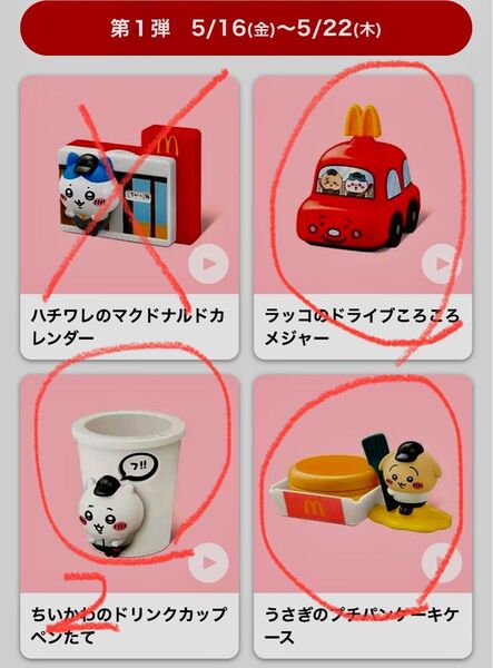 マクドナルド ハッピーセット ちいかわ 3種4個