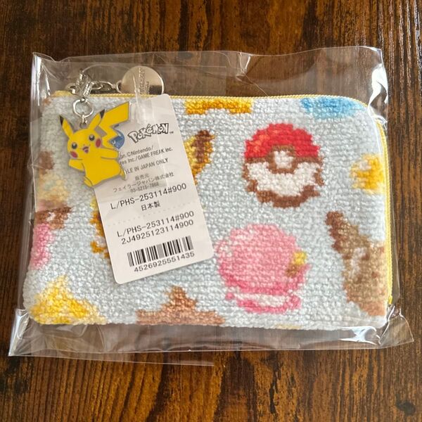 ポケモン L地 タオルポーチ ピカチュウ メタルチャーム付き フェイラー