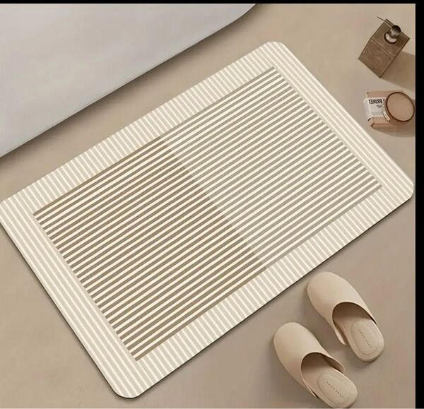 【珪藻土バスマット】40×60cm 吸水 速乾 ソフトタイプ ベージュ 和柄 韓国風 玄関 お風呂マット