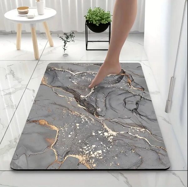 珪藻土バスマット 40×60cm お風呂マット 玄関マット 吸水 速乾 韓国 グレー ソフト