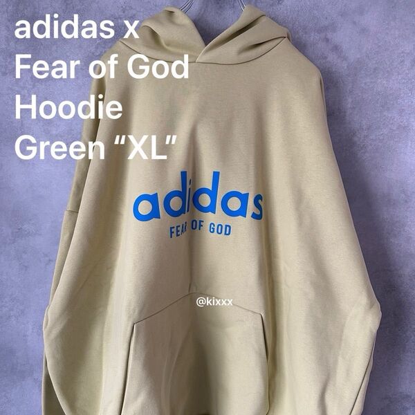 海外限定・入手困難 XL adidas × Fear of God 緑 フーディー ユニセックス FOG フィアオブゴッド