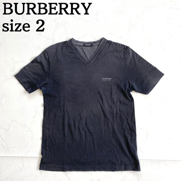 希少★BURBERRY バーバリーブラックレーベル Vネック Tシャツ 2 価格の相談大歓迎です♪