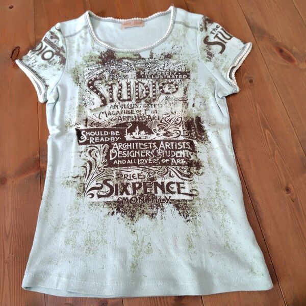 希少◆skinny minnie ロゴ入りスパンコール付き半袖Tシャツ 平成ギャル y2k