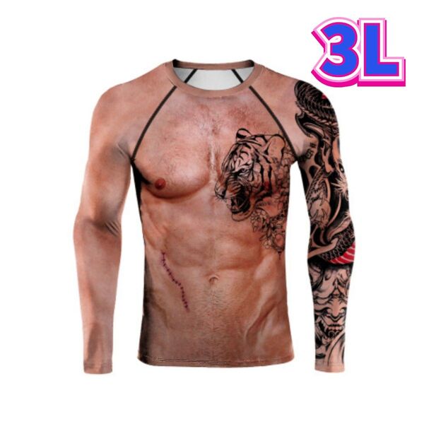 ロングTシャツ 3DTシャツ タトゥーTシャツ バラエティーグッズ おもしろTシャツ 新品 大きいサイズ 2XL 3Lサイズ