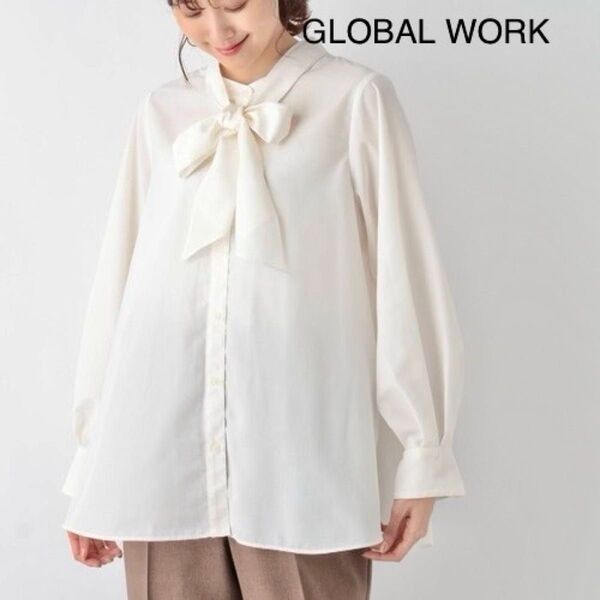 GLOBAL WORK「2WAYボウタイブラウス」オフホワイト