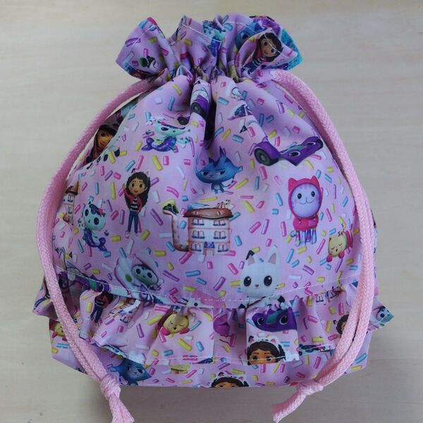 No.7 ピンク ギャビーのドールハウス お弁当袋 保温保冷 ハンドメイド