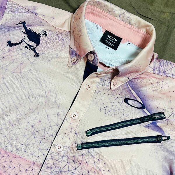 オークリー ゴルフ ドライストレッチ スカルジッパーポロ M 美品 速乾 吸汗