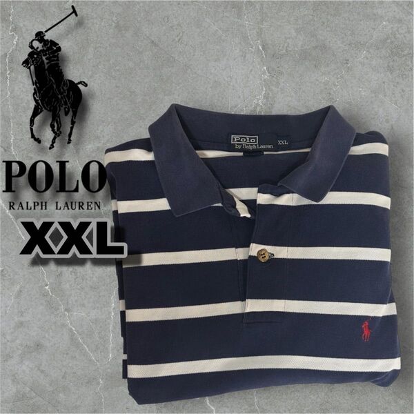POLO RALPH LAUREN Polo shirt Size XXL 2XL border color Blue White