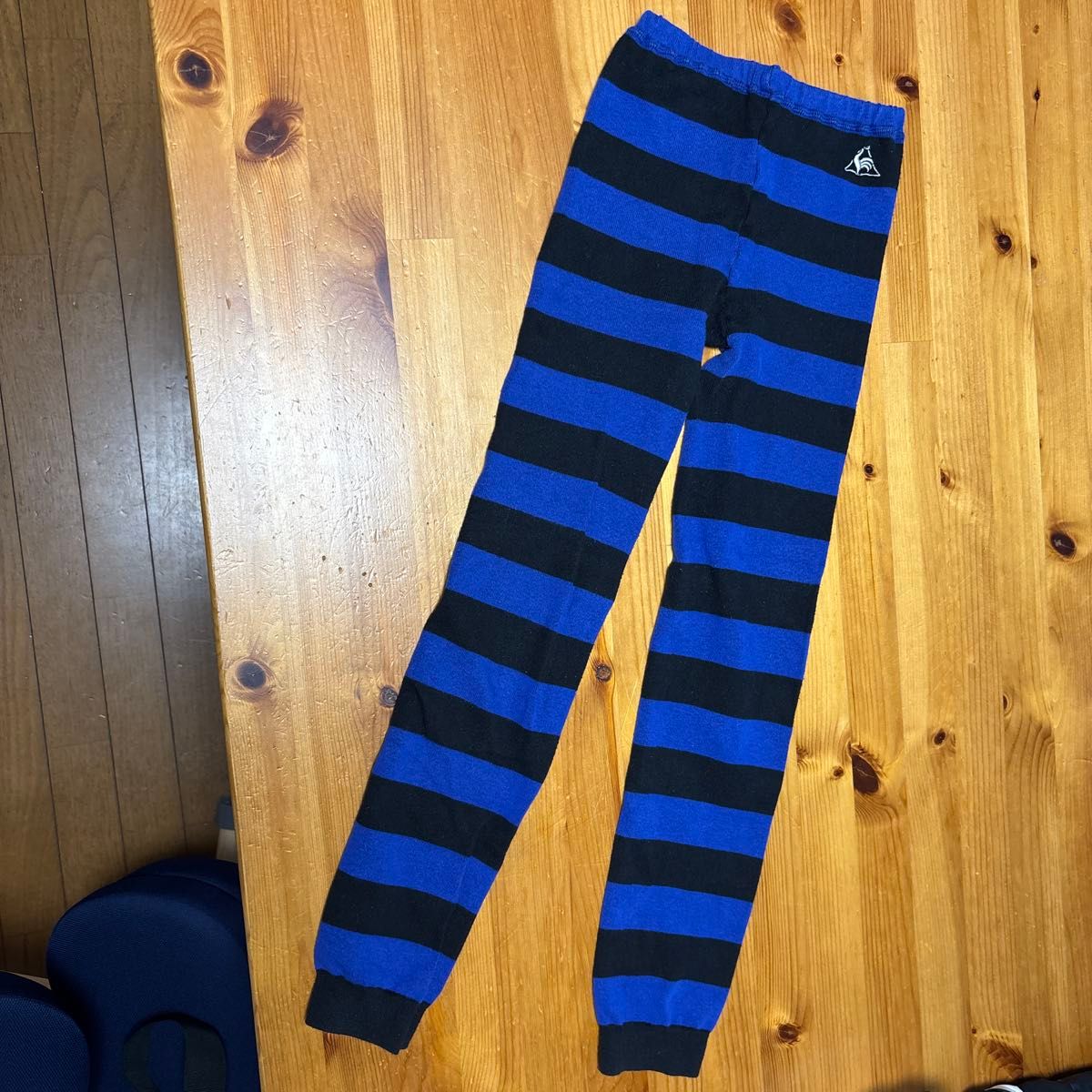 レギンス ボーダー柄 青×黒