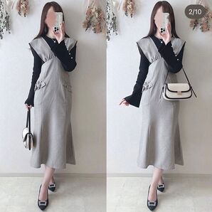フリルジャンパースカート(Mian) LL 大きいサイズ フェミニン 上品