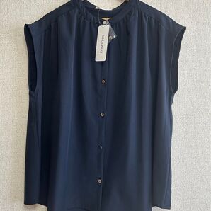 レディース ブラウス L ゆったり オフィス 上品 ネイビー きれいめ シンプル